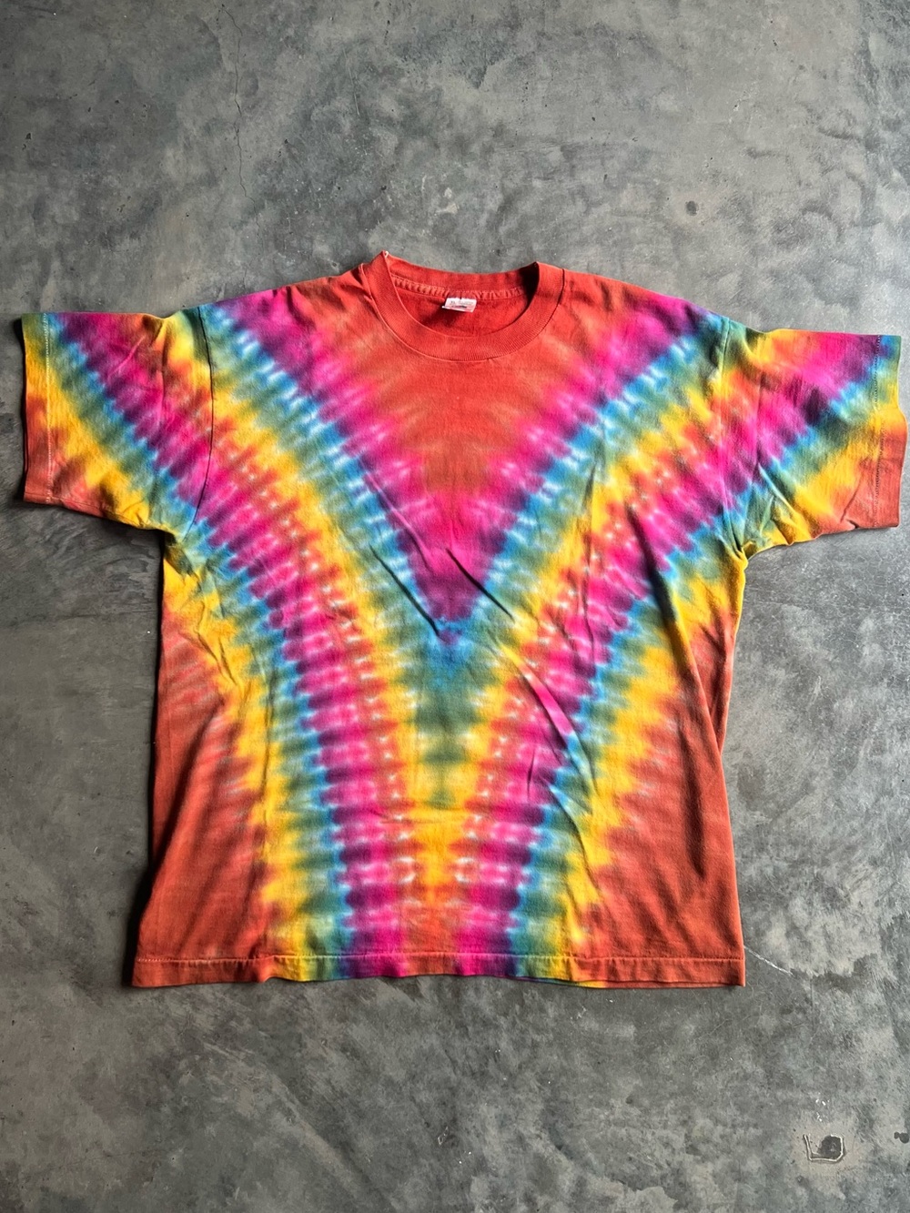 Vintage early 90s Fruit of the Loom Tie Dye Tee made in USA single stitch XL